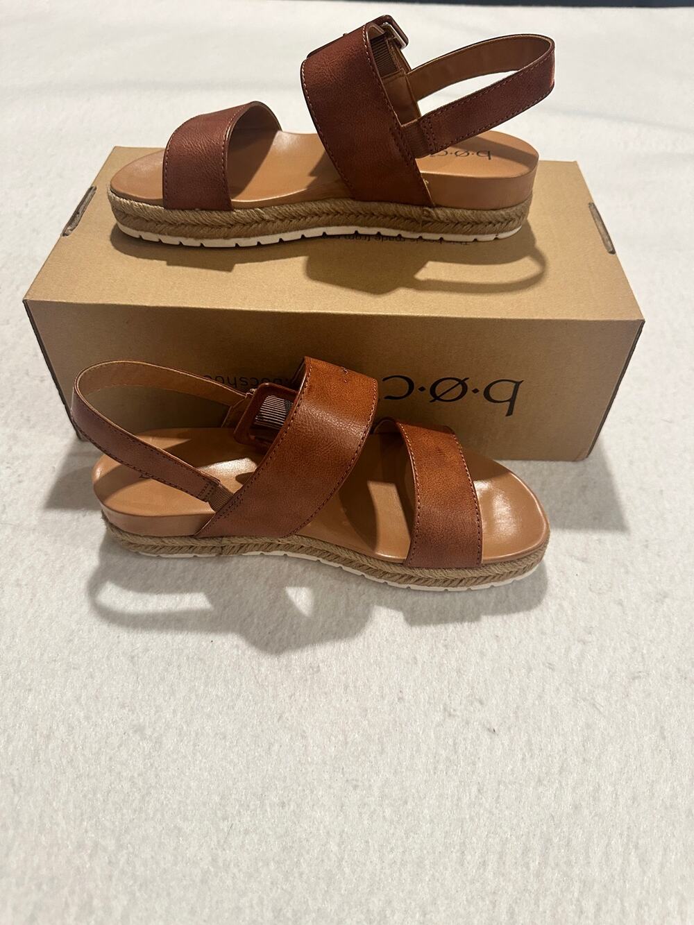 B.O.C. Hilda Women’s Tan Brown Espadrille Platform Sandals Size 7 boho